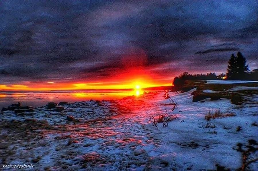 Winter Sunset On The Beach Photograph by Mercedes Blair