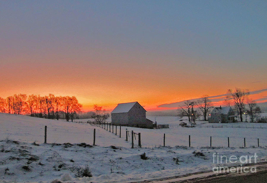 Winter Sunset On The Farm Photograph
