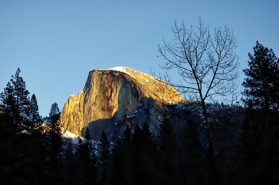 Winter sunset over Half Dome Photograph by Scott McGuire