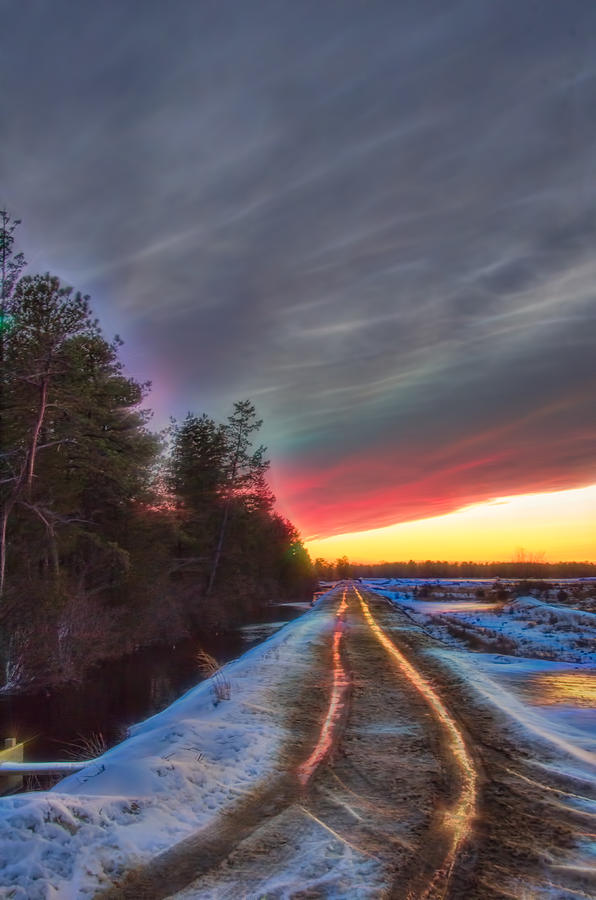 Winter Sunset Road Glow Photograph by Beth Venner