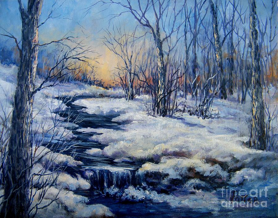 Winter Sunset Painting by Virginia Potter