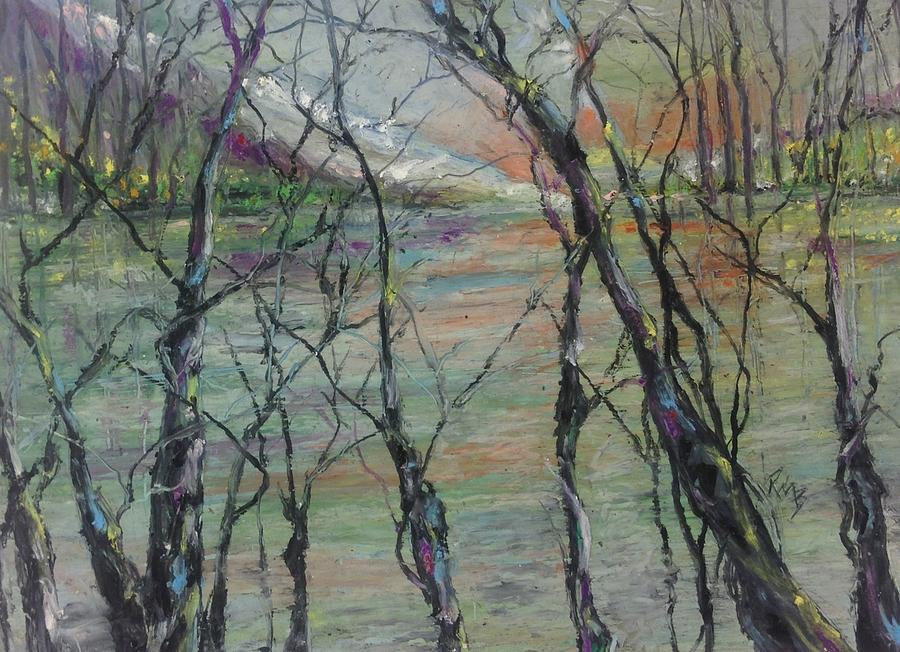 Winter Thru the Trees Painting by Robin Miller-Bookhout
