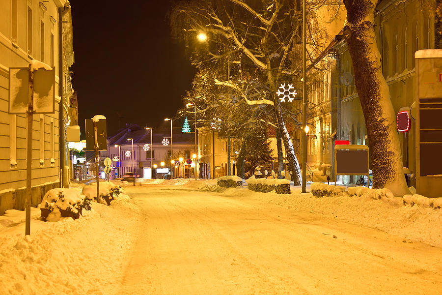 Winter time street scene in Krizevci Photograph by Brch Photography