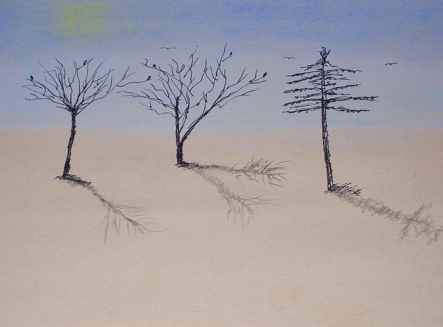 Tree Drawing - Winter by Tom Nettles