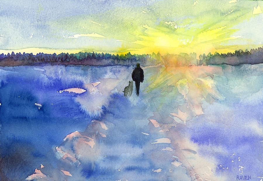 Winter Walk Painting by Raven