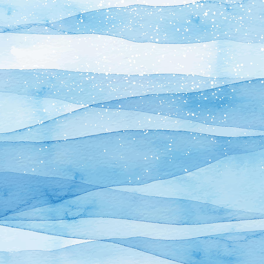 Winter Watercolor Blue Background With Snow Drawing by Saemilee