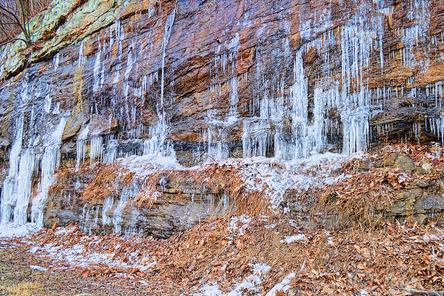 Winter Weeping Rocks Photograph by Paulette B Wright