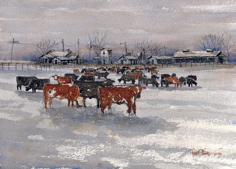 Winter Wheat Grazers Painting by Tim Oliver