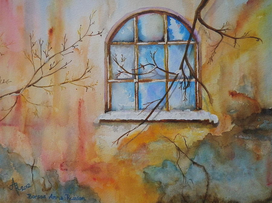 Winter Window Painting by Anna Ruzsan