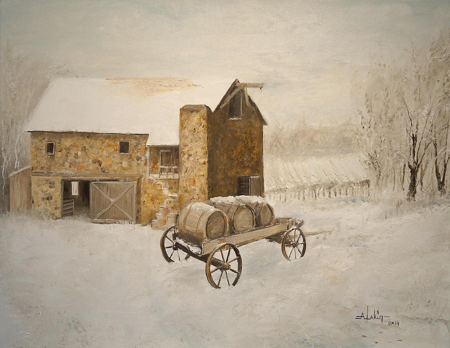 Winter Wine Painting by Alan Lakin