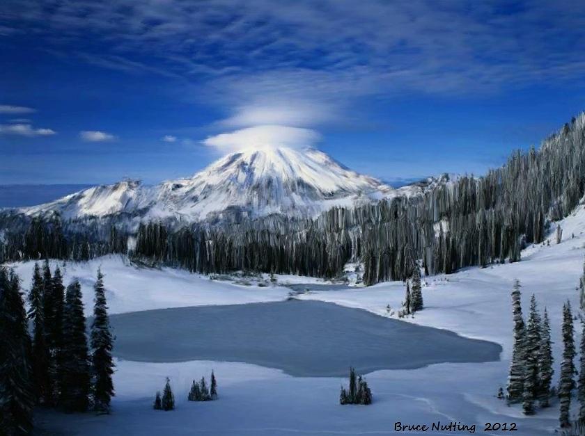 Winter Painting - Winter Wonder Mountain by Bruce Nutting