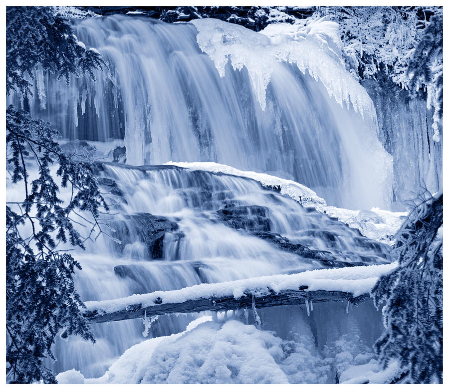 Winter Wonderland Waterfall Blues Photograph