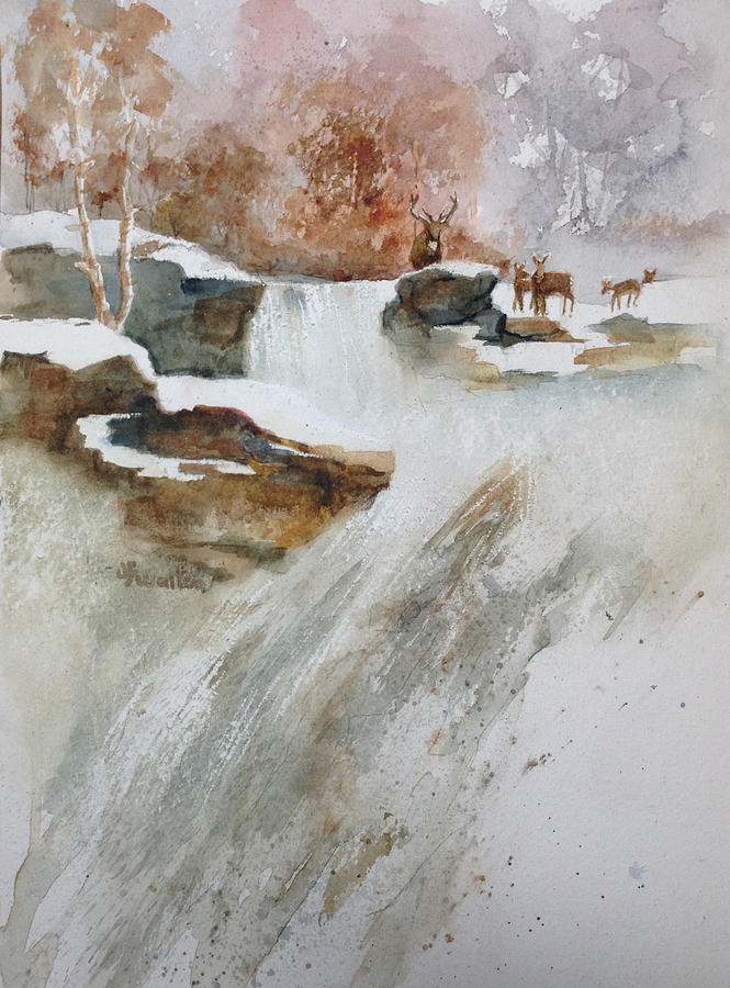 Winter Woods Painting by Judy Fischer Walton