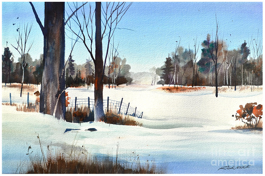 Winter Woods Painting by Rick Mock