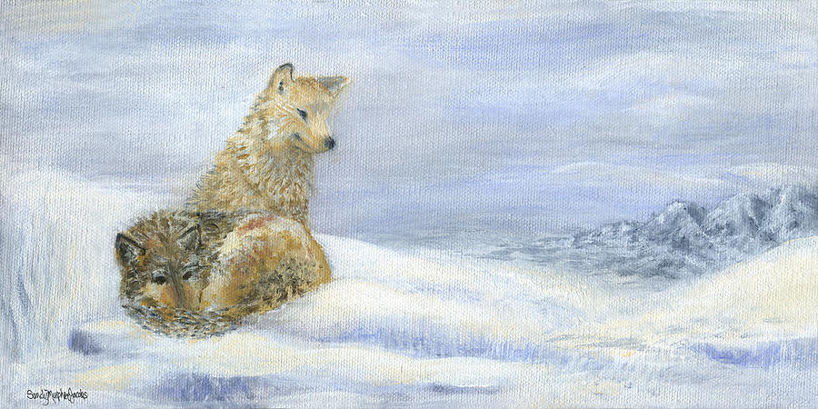 Wolves Painting - Winterlude by Sandy Murphree Jacobs