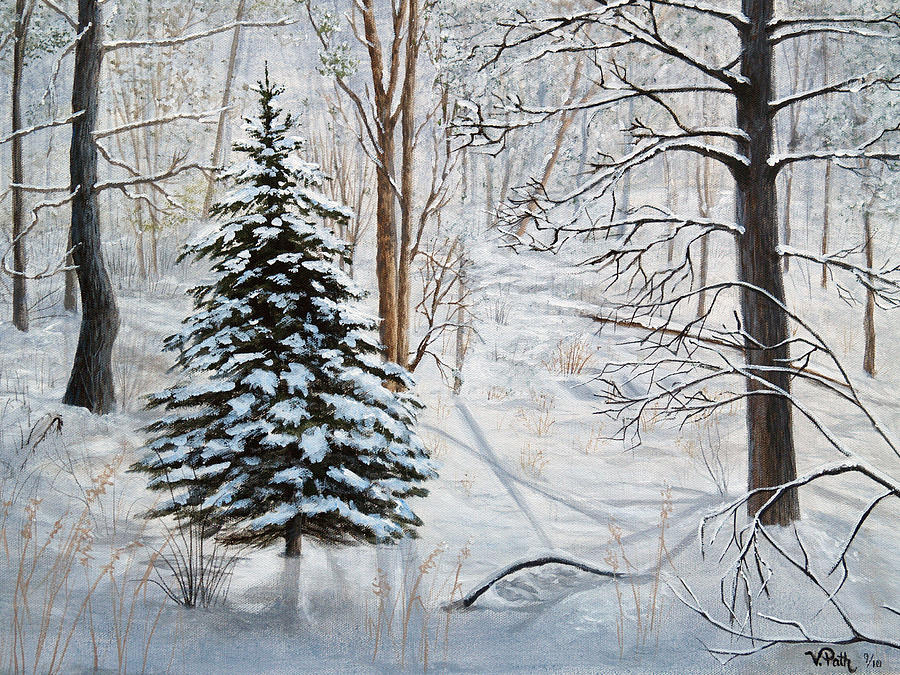 Winter Painting - Winters Peace by Vicky Path