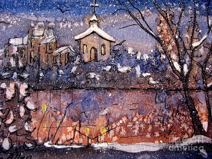 Winterscene Reflections Painting by Gretchen Allen