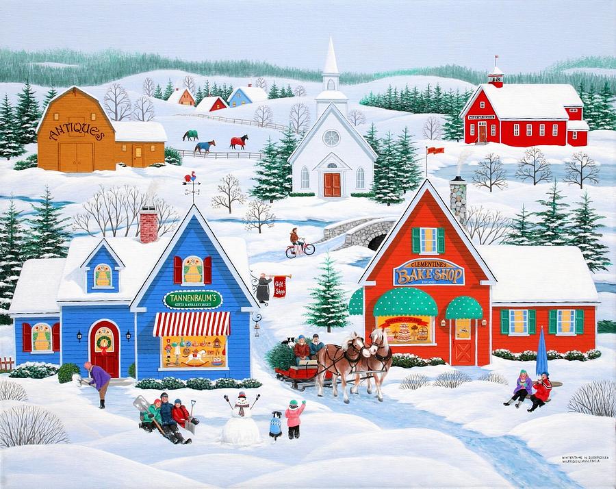 Wintertime in Sugarcreek Painting by Wilfrido Limvalencia