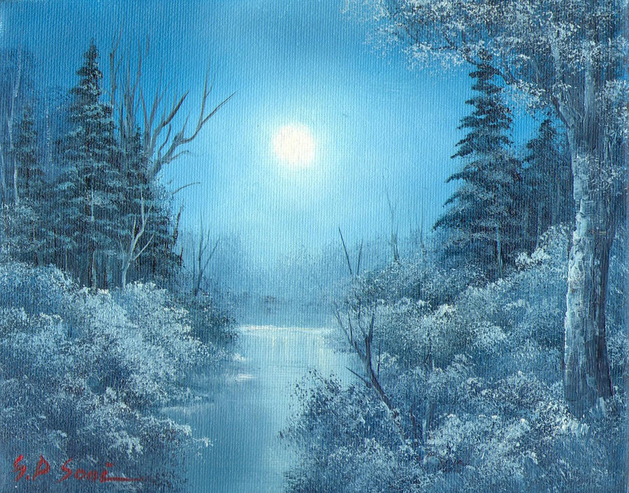 Winter Painting - Wintertime Moon by Sead Pozegic