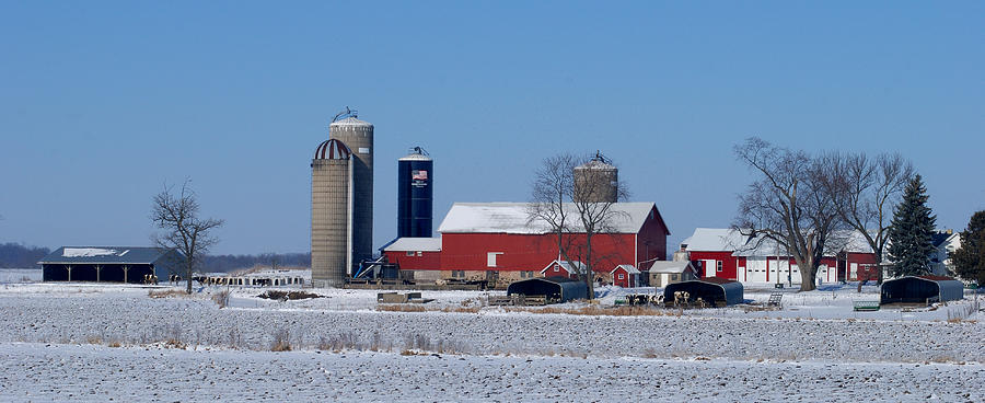 Wintertime Panoramic Of A Wisconsin Dairy Farm Photograph by Janice Adomeit