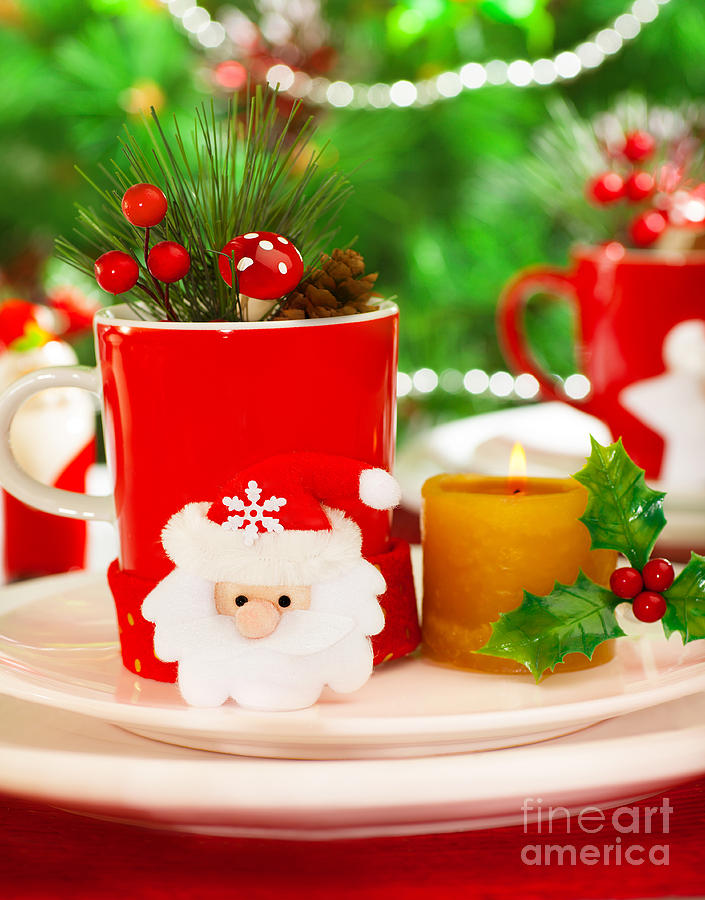 Christmas Photograph - Wintertime table setting by Anna Om