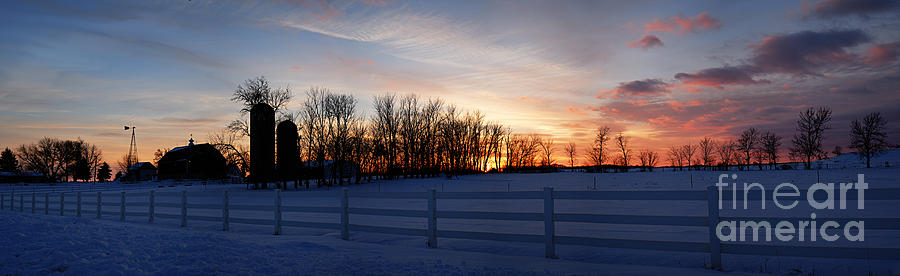 Wintry Sunset on the Farm Photograph by Larry Ricker
