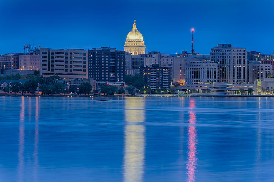 Capitol Building Photograph - Wisconsin Capitol Reflection by Sebastian Musial