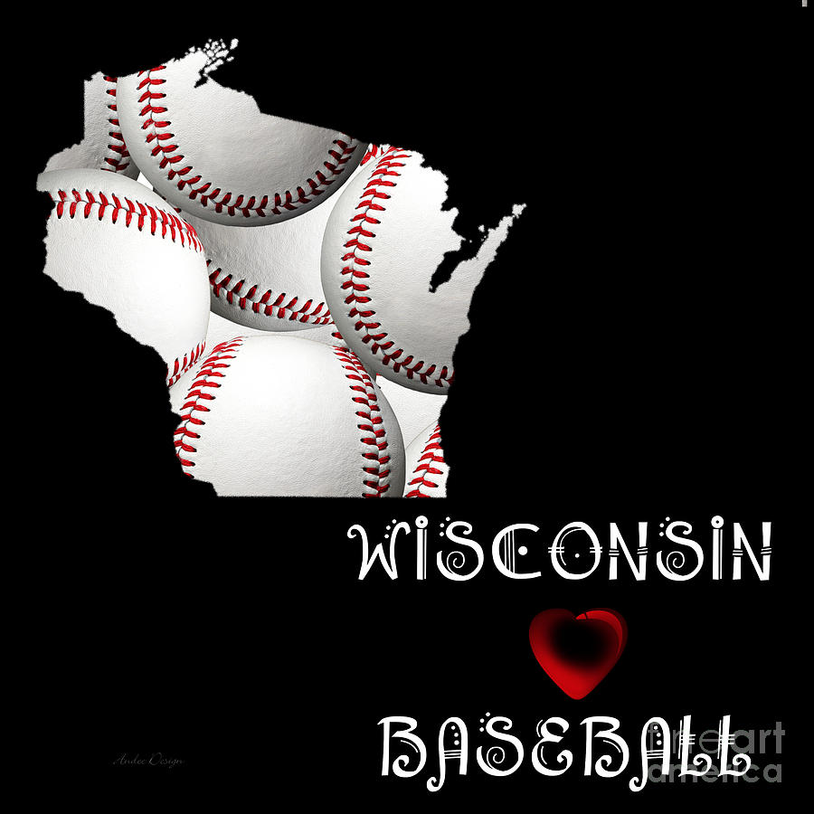 Wisconsin Loves Baseball Digital Art by Andee Design