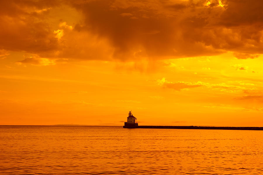 Architecture Photograph - Wisconsin Point Lighthouse Sunrise 1 A by John Brueske