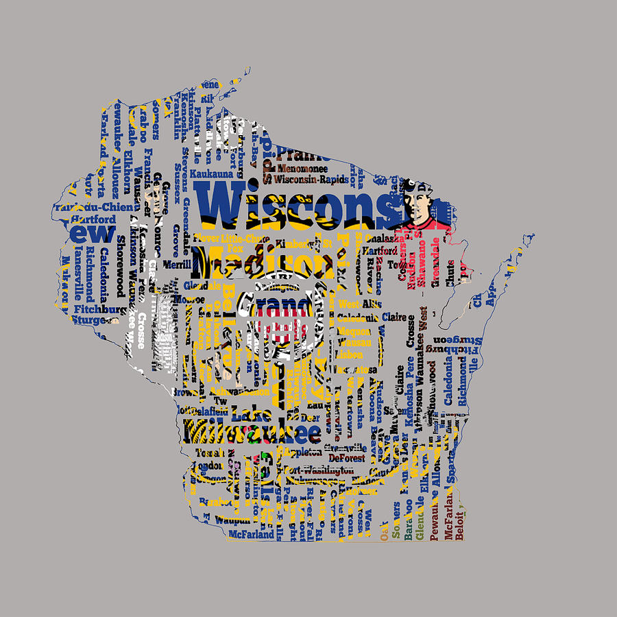 Wisconsin State Flag Word Cloud Digital Art by Brian Reaves