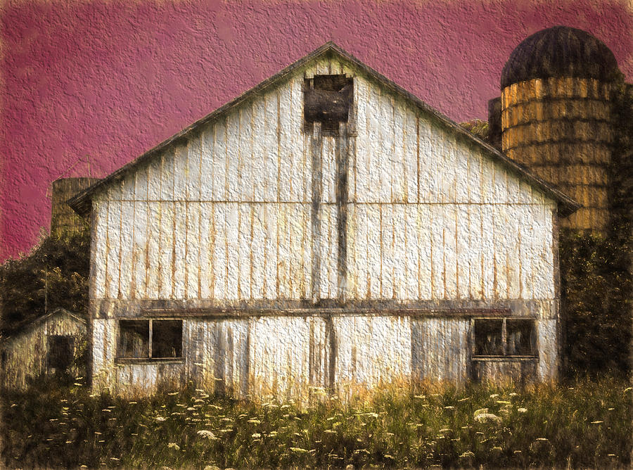 Wisconsin White Barn Textured Photograph by Kathleen Scanlan