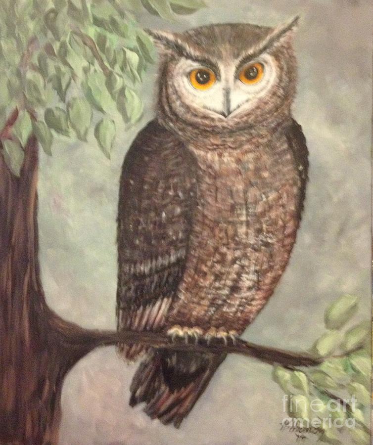 Wildlife Painting - Wise ol Owl  by Karen Hamby