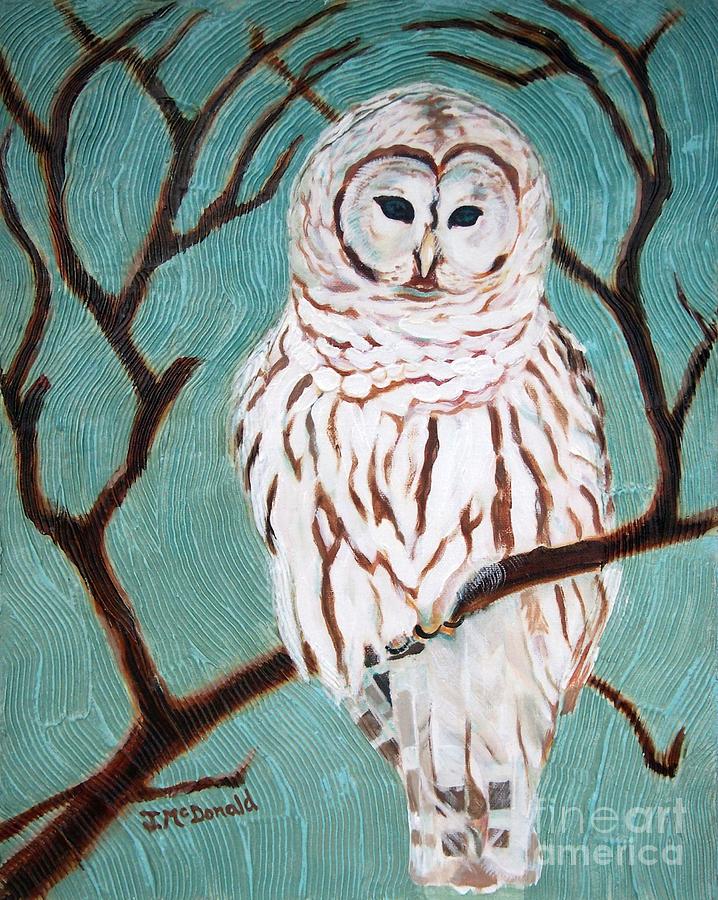 Owl Painting - Wise She Is by Janet McDonald