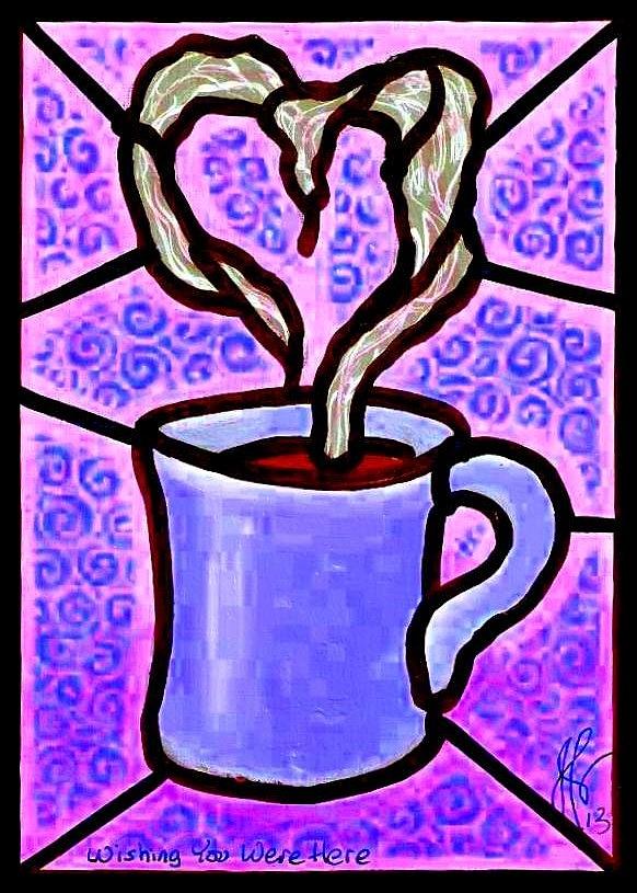 Coffee Painting - Wishing You Were Here by Jim Harris