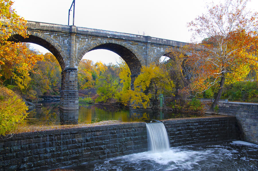 Wissahickon Falls at Ridge Avenue in Autumn Photograph by Bill Cannon