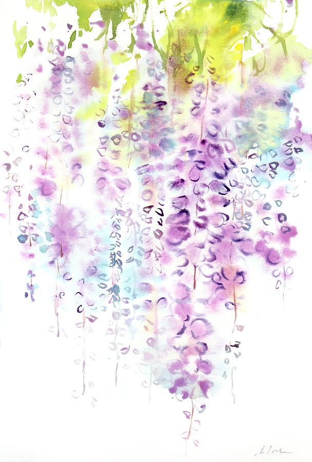 Nature Painting - Wisteria watercolor version by Sumiyo Toribe