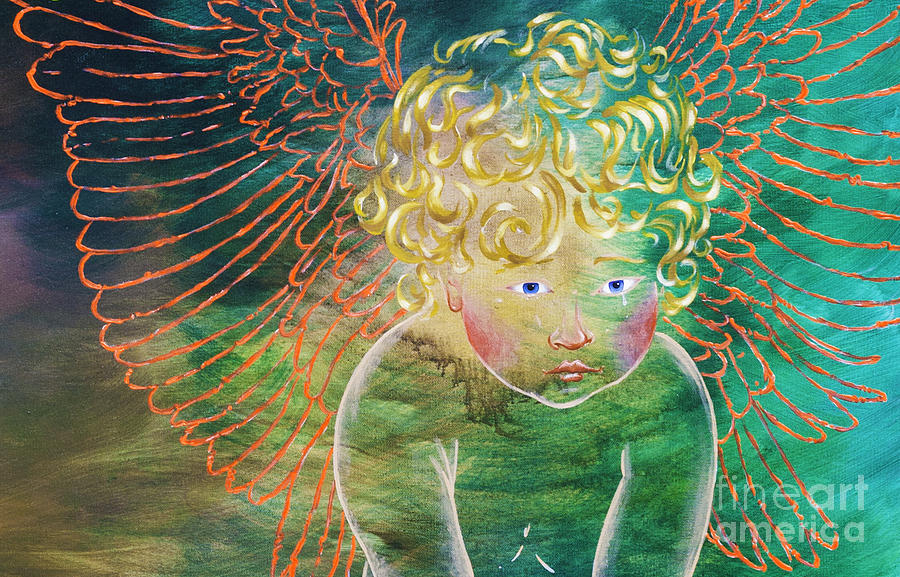 Wistful Cherub Painting by Adam Peot - Pixels