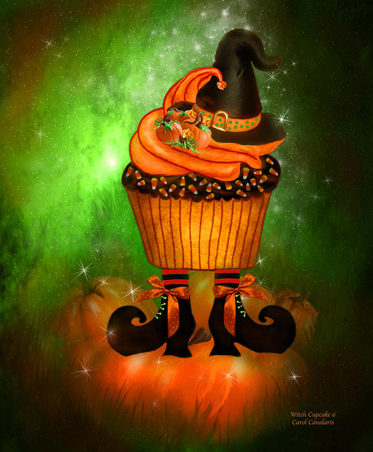 Witch Cupcake 6 Mixed Media by Carol Cavalaris