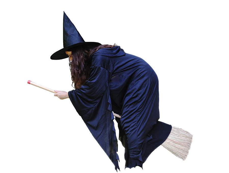 Witch Flying On Broomstick Photograph by Jeangill