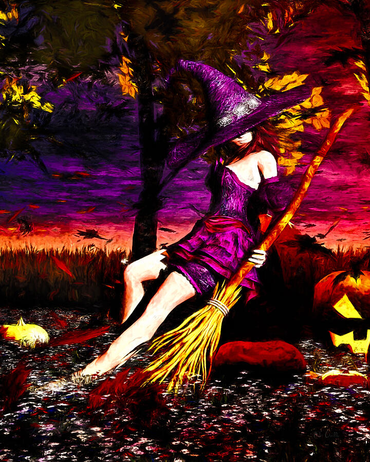 Witch in the pumpkin patch Painting by Bob Orsillo Witch in the pumpkin patch Painting by Bob Orsillo
