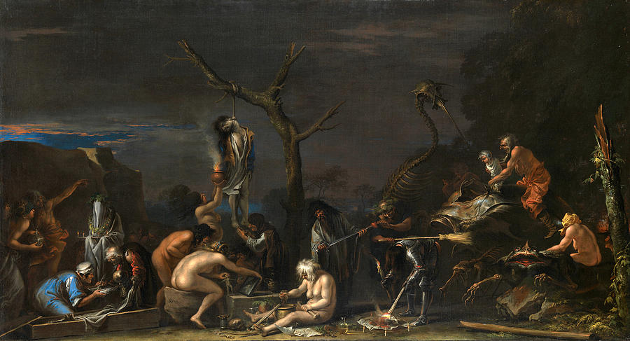 Witches at their Incantations Painting by Salvator Rosa