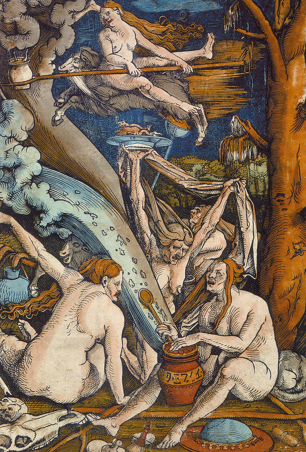 Halloween Painting - Witches by Hans Baldung Grien