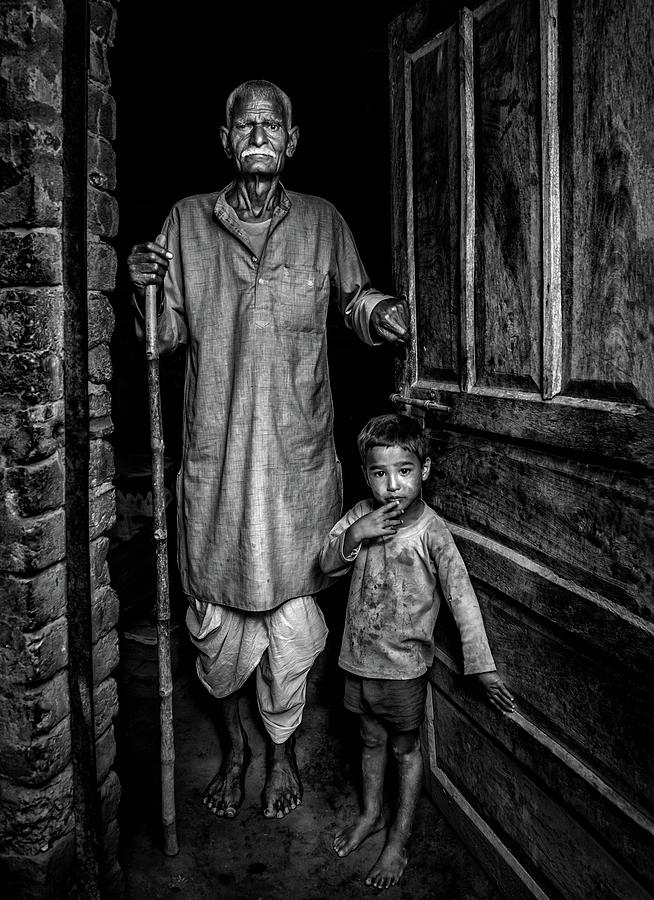 Black And White Photograph - With Grandfather by Saeed Dhahi