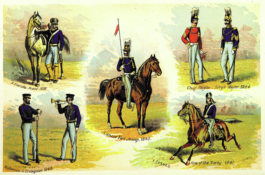 With The Second Dragoons, Second United States Cavalry Drawing by Litz ...