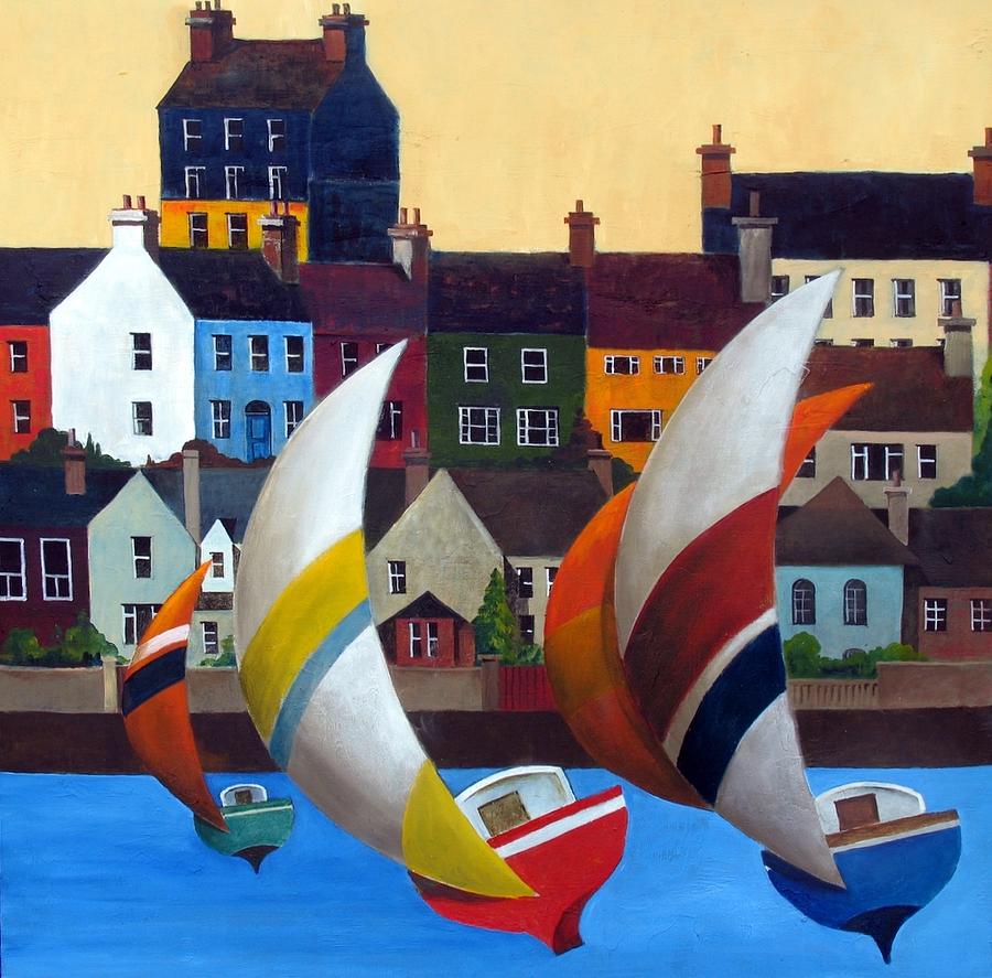CORK With the wind in Kinsale harbour   Painting by Val Byrne
