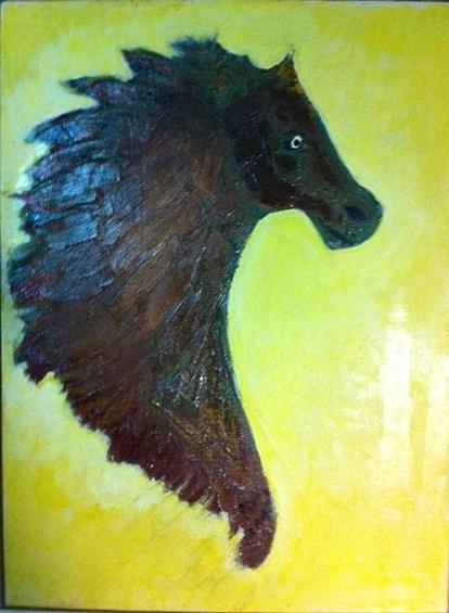 Horse Painting - With the wind by Pius Kendakur