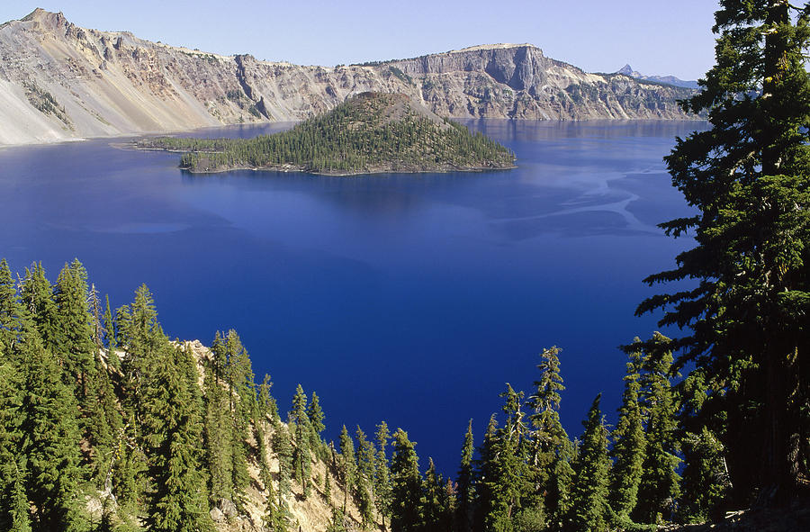Crater Lake National Park Photograph - Wizard Island  In Crater Lake by Gerry Ellis