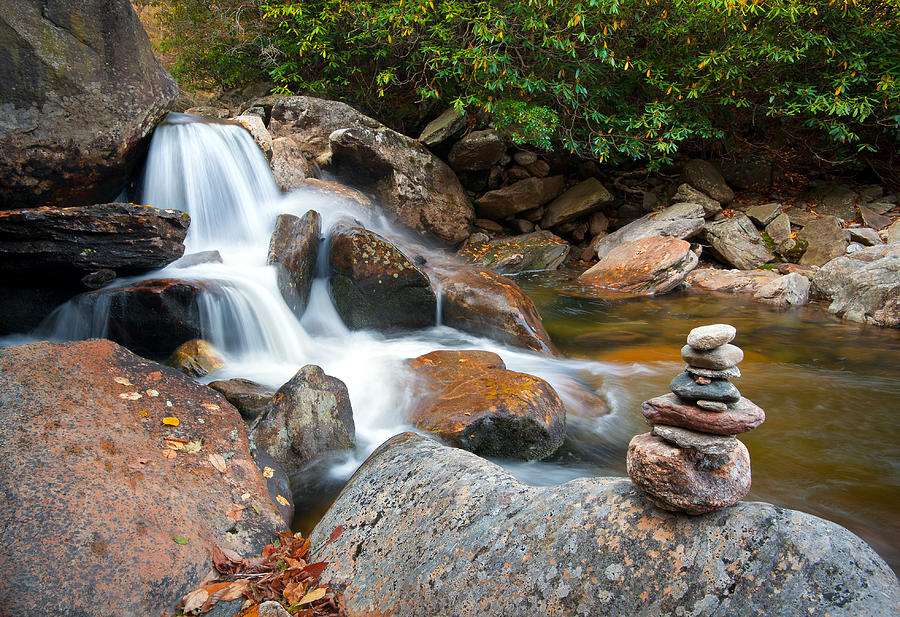 WNC Flowing Zen Waterfalls Landscape - Harmony Waterfall Photograph by Dave Allen
