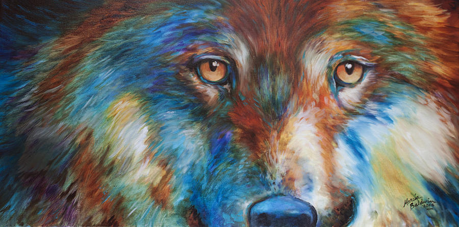 Wildlife Painting - Wolf Abstract 3618 by Marcia Baldwin