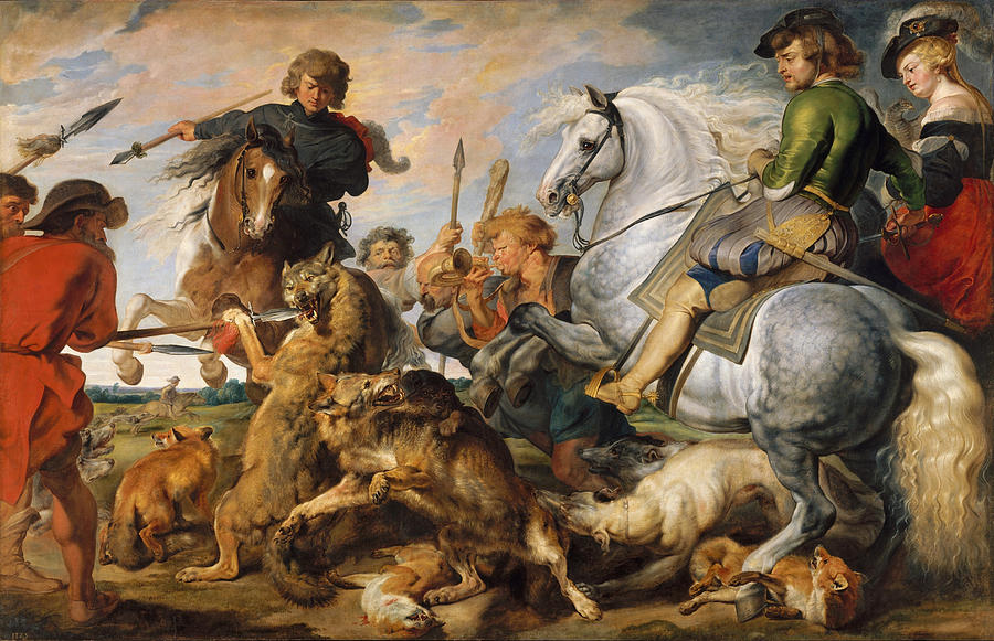 Wolf and Fox Hunt Painting by Peter Paul Rubens
